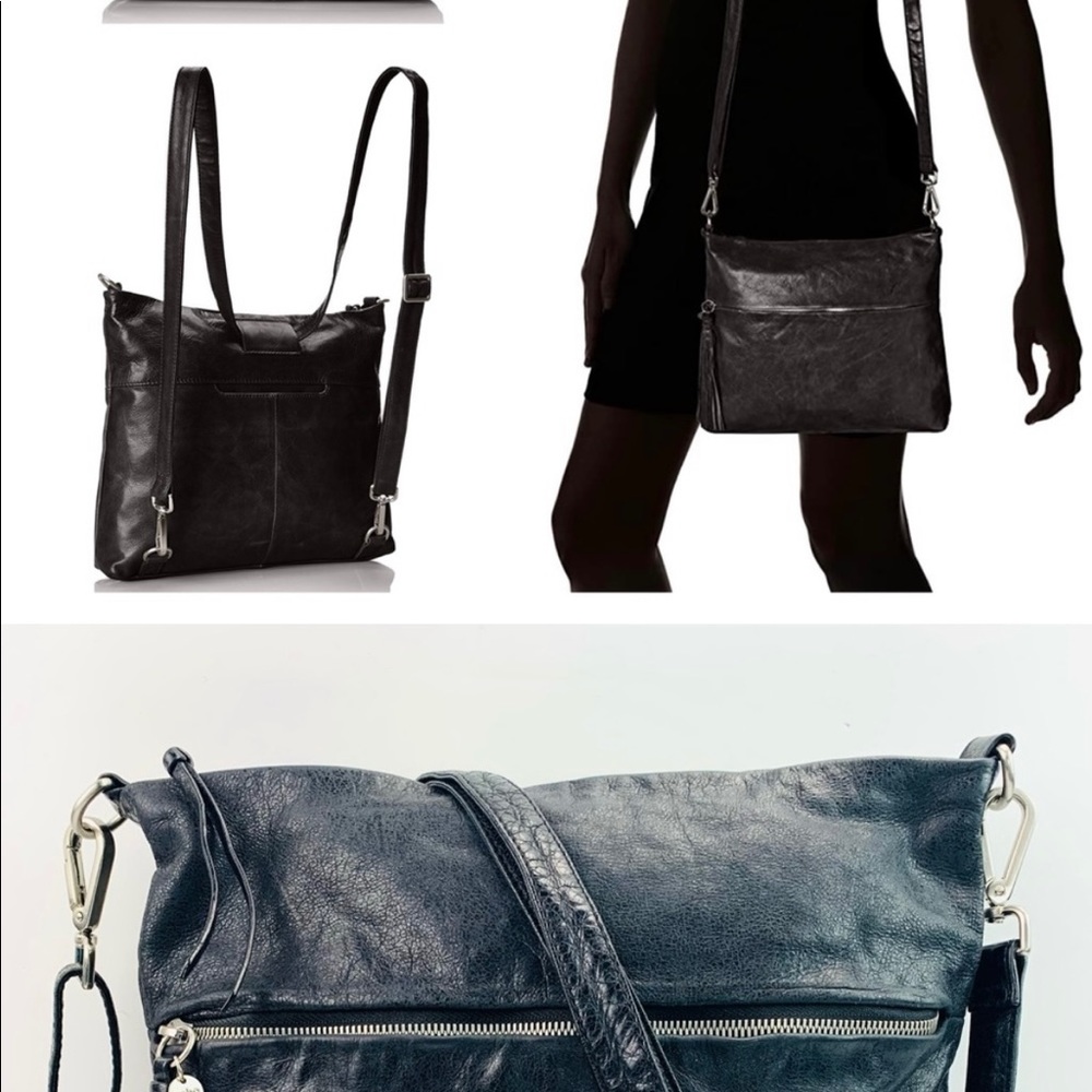 Hobo International Shira Leather Convertible Crossbody Backpack Black